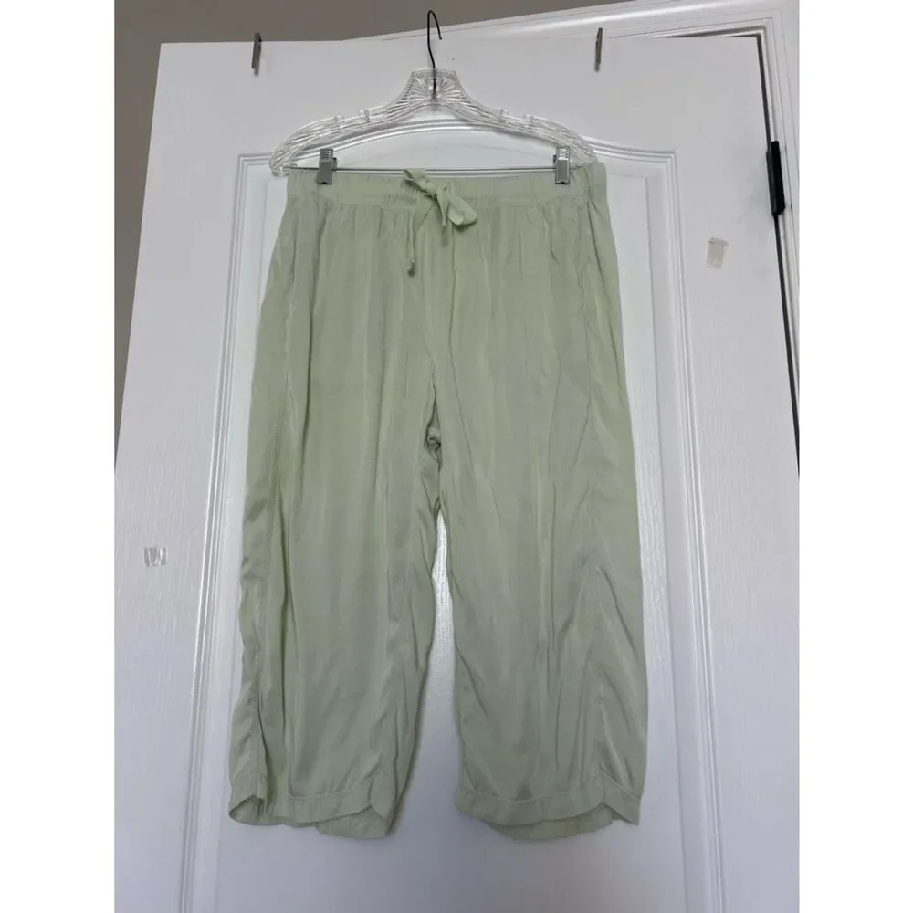 Free People Cropped Drawstring Pajama Pants in Light Sage Lightweight